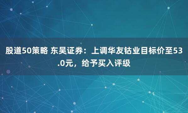 股道50策略 东吴证券：上调华友钴业目标价至53.0元，给予买入评级